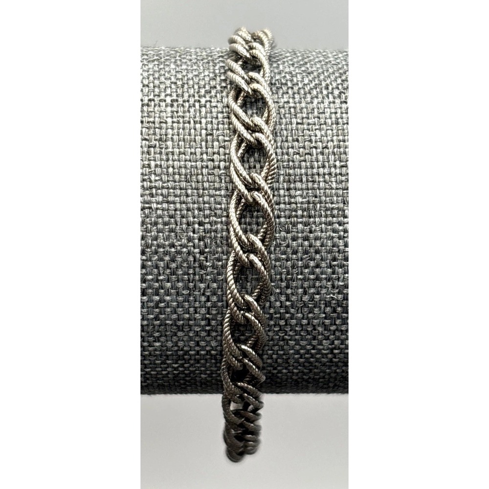 Vintage BEAU Sterling Silver 925 Starter Charm Twisted Rope Link Bracelet